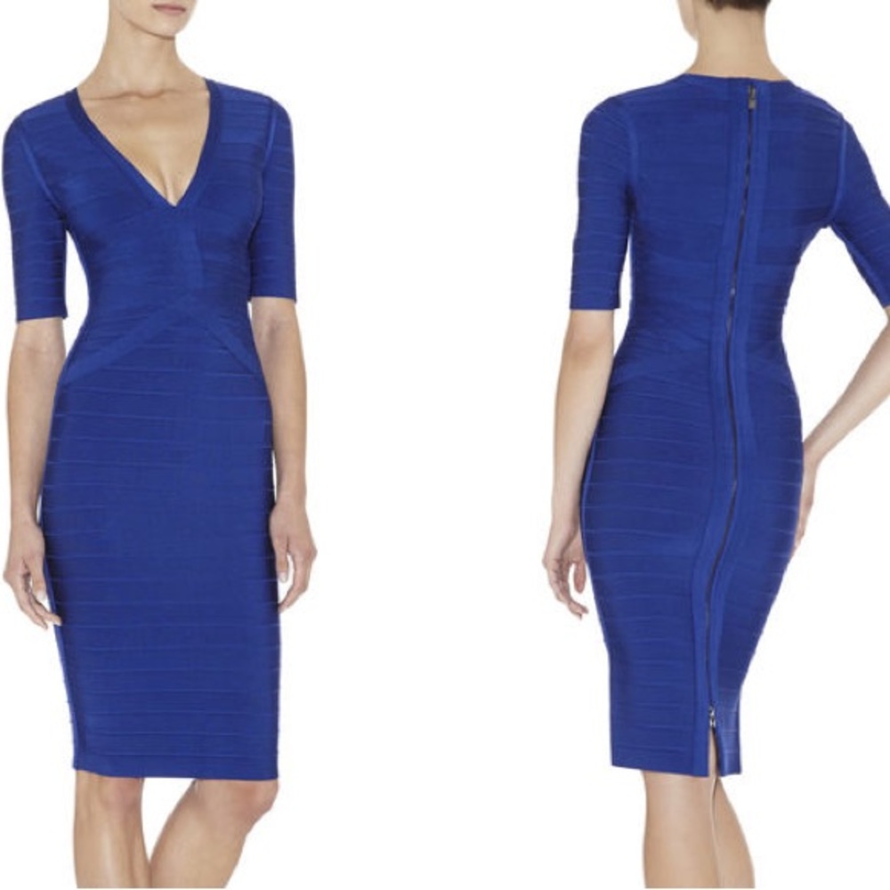 Herve Leger short sleeve bandage dress in Cybil